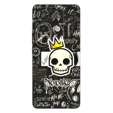 Xiaomi Redmi Phone Skins (All Models) - Funny Skull Black Chalk Grafitti - 3D Embossed Finish (L-22) Redmi Note 13 Pro 5G