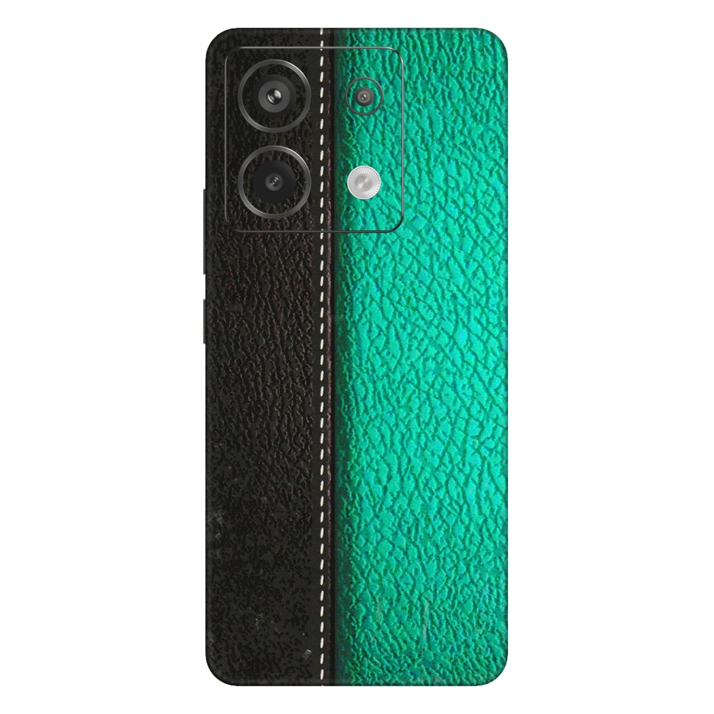 Xiaomi Redmi Phone Skins (All Models) - Black Green Dual  Leather Stich - 3D Embossed Finish (L-233) Redmi Note 13 Pro 5G