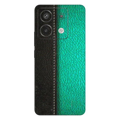 Xiaomi Redmi Phone Skins (All Models) - Black Green Dual  Leather Stich - 3D Embossed Finish (L-233) Redmi Note 13 Pro 5G