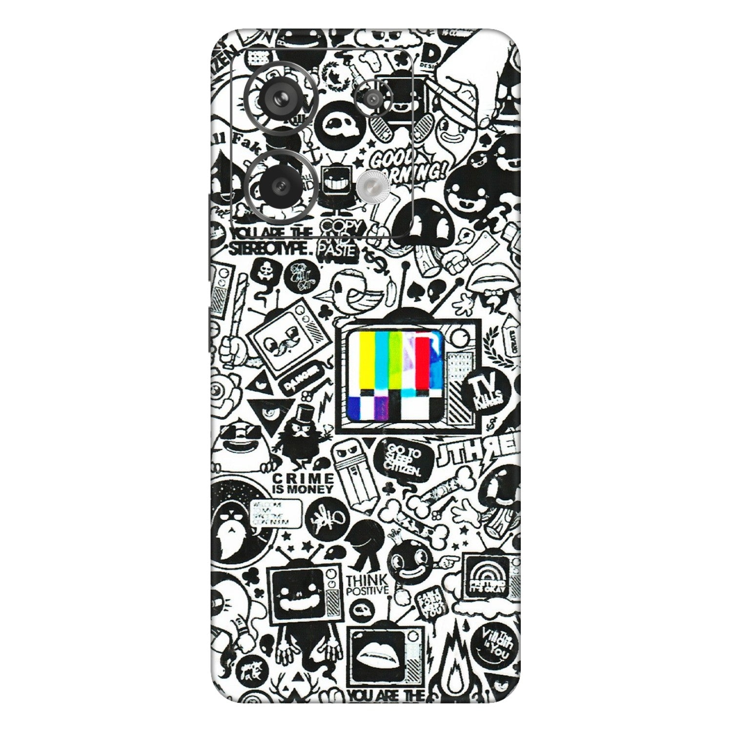 Xiaomi Redmi Phone Skins (All Models) - Doodles Positive Art - 3D Embossed Finish (L-263) Redmi Note 13 Pro 5G