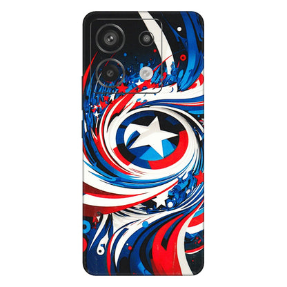 Xiaomi Redmi Phone Skins (All Models) - Captain America Logo - 3D Embossed Finish (L-307) Redmi Note 13 Pro 5G