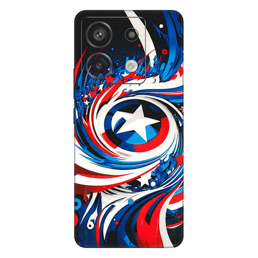 Xiaomi Redmi Phone Skins (All Models) - Captain America Logo - 3D Embossed Finish (L-307) Redmi Note 13 Pro 5G