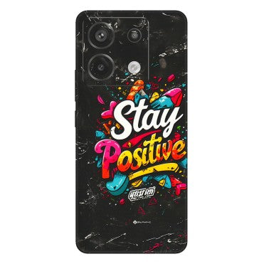 Xiaomi Redmi Phone Skins (All Models) - Stay Positive Black - 3D Embossed Finish (L-31) Redmi Note 13 Pro 5G