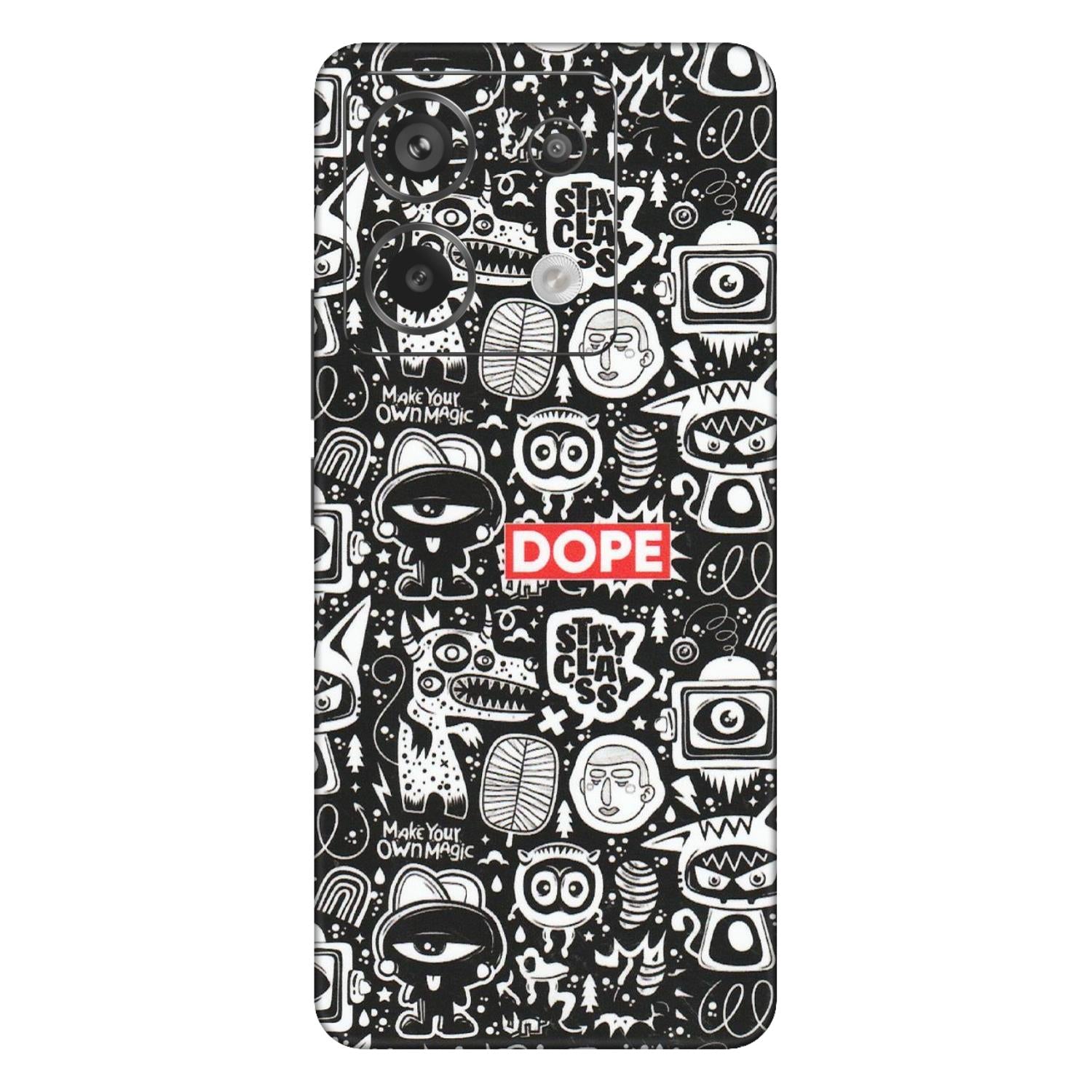 Xiaomi Redmi Phone Skins (All Models) - Dope Stay Classy Black Doodles - Matte Finish (M-126) Redmi Note 13 Pro 5G