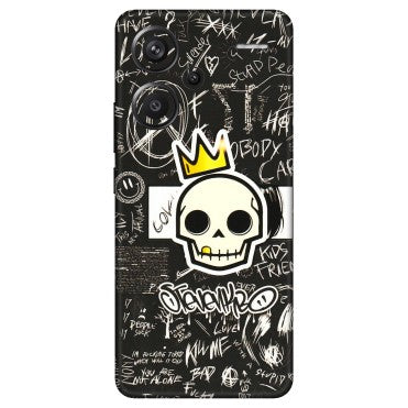Xiaomi Redmi Phone Skins (All Models) - Funny Skull Black Chalk Grafitti - 3D Embossed Finish (L-22) Redmi Note 13 Pro Plus 5G