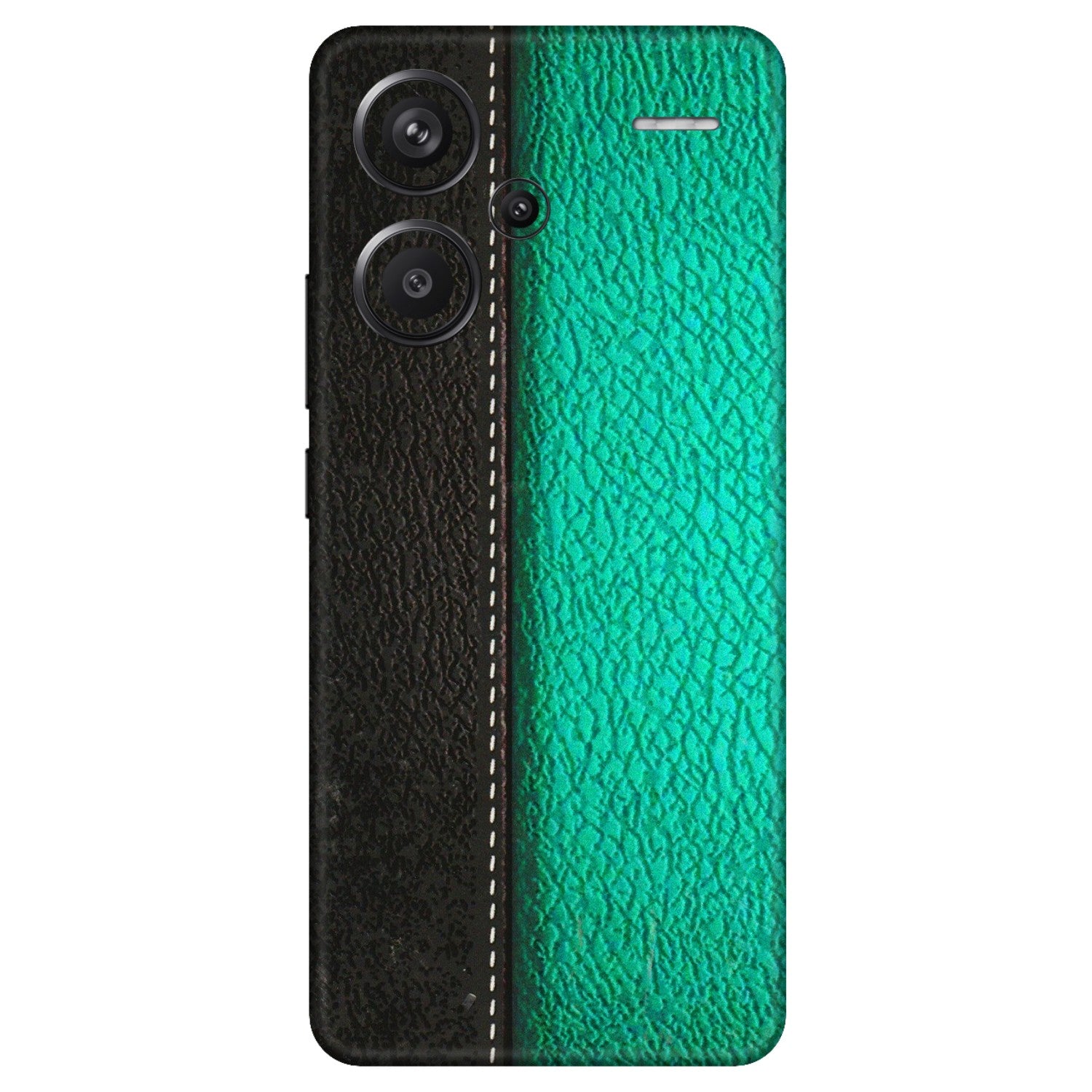 Xiaomi Redmi Phone Skins (All Models) - Black Green Dual  Leather Stich - 3D Embossed Finish (L-233) Redmi Note 13 Pro Plus 5G