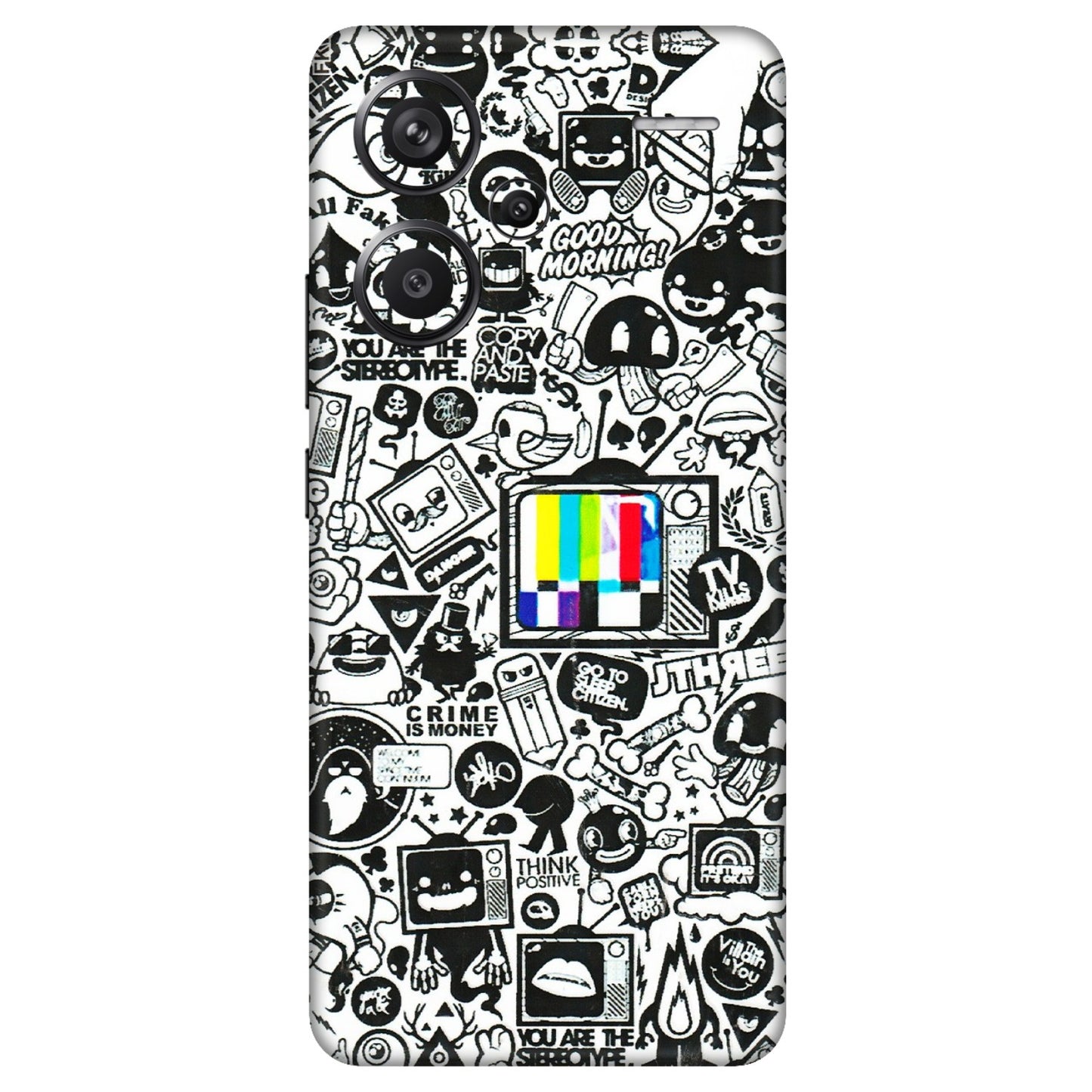Xiaomi Redmi Phone Skins (All Models) - Doodles Positive Art - 3D Embossed Finish (L-263) Redmi Note 13 Pro Plus 5G