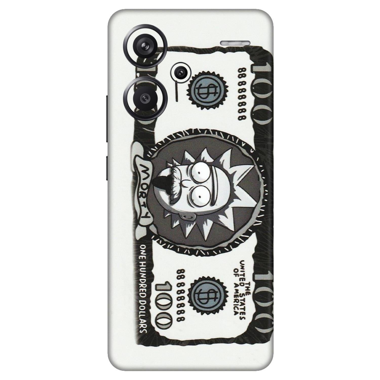 Xiaomi Redmi Phone Skins (All Models) - Rick And Morty Hundred Dollar Anime - Matte Finish (M-161) Redmi Note 13 Pro Plus 5G