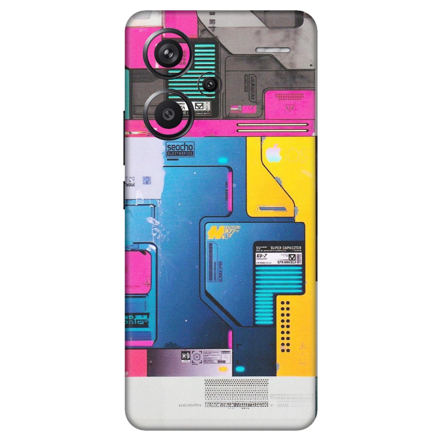 Xiaomi Redmi Phone Skins (All Models) - Colourfull Motherboard Internals - Matte Finish (M-55) Redmi Note 13 Pro Plus 5G