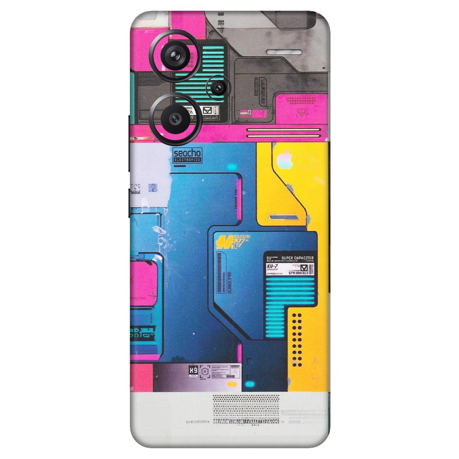 Xiaomi Redmi Phone Skins (All Models) - Colourfull Motherboard Internals - Matte Finish (M-55) Redmi Note 13 Pro Plus 5G