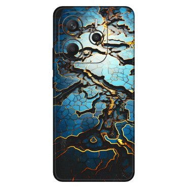 Xiaomi Redmi Phone Skins (All Models) - Blue Gold Abstract - 3D Embossed Finish (L-11) Redmi Note 14 5G