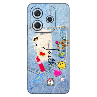 Xiaomi Redmi Phone Skins (All Models) - Denim Jeans Pocket - 3D Embossed Finish (L-134) Redmi Note 14 5G