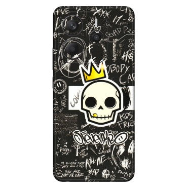Xiaomi Redmi Phone Skins (All Models) - Funny Skull Black Chalk Grafitti - 3D Embossed Finish (L-22) Redmi Note 14 5G