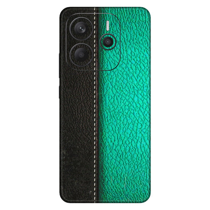 Xiaomi Redmi Phone Skins (All Models) - Black Green Dual  Leather Stich - 3D Embossed Finish (L-233) Redmi Note 14 5G