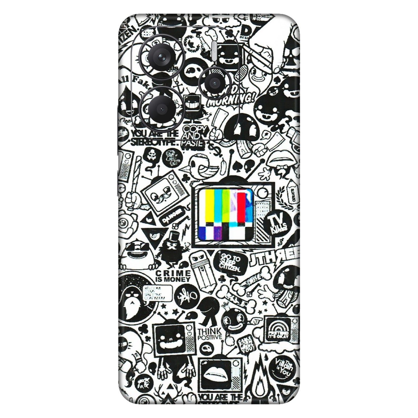 Xiaomi Redmi Phone Skins (All Models) - Doodles Positive Art - 3D Embossed Finish (L-263) Redmi Note 14 5G