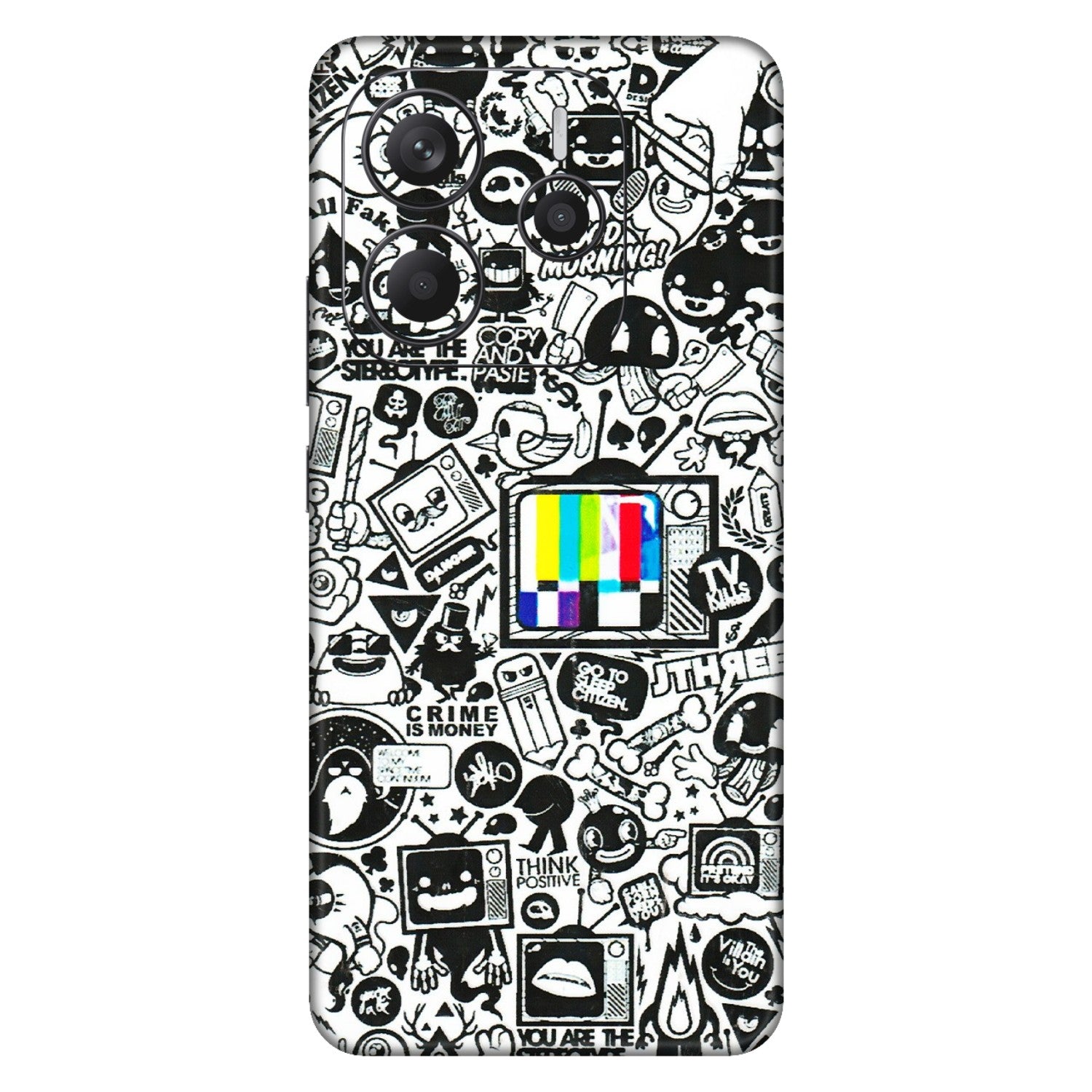 Xiaomi Redmi Phone Skins (All Models) - Doodles Positive Art - 3D Embossed Finish (L-263) Redmi Note 14 5G