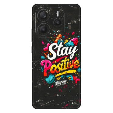 Xiaomi Redmi Phone Skins (All Models) - Stay Positive Black - 3D Embossed Finish (L-31) Redmi Note 14 5G