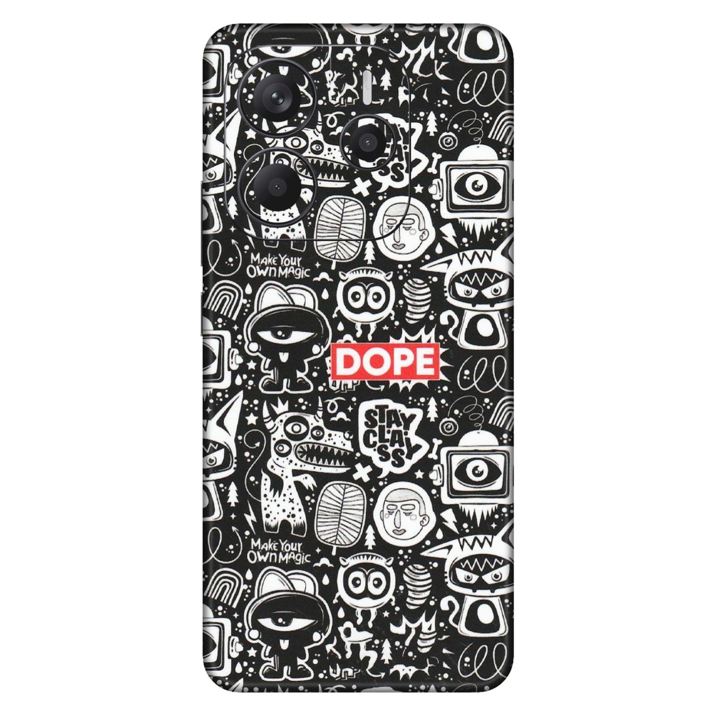 Xiaomi Redmi Phone Skins (All Models) - Dope Stay Classy Black Doodles - Matte Finish (M-126) Redmi Note 14 5G