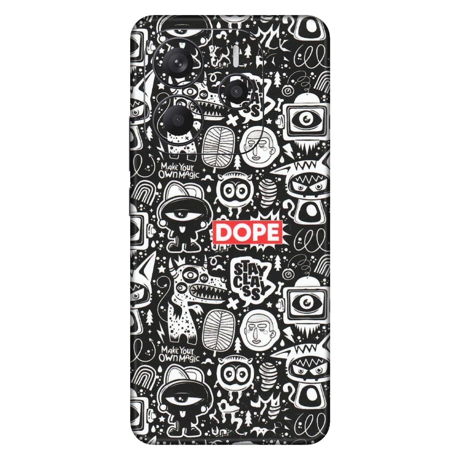 Xiaomi Redmi Phone Skins (All Models) - Dope Stay Classy Black Doodles - Matte Finish (M-126) Redmi Note 14 5G