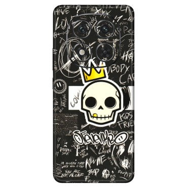 Xiaomi Redmi Phone Skins (All Models) - Funny Skull Black Chalk Grafitti - 3D Embossed Finish (L-22) Redmi Note 14 Pro 5G