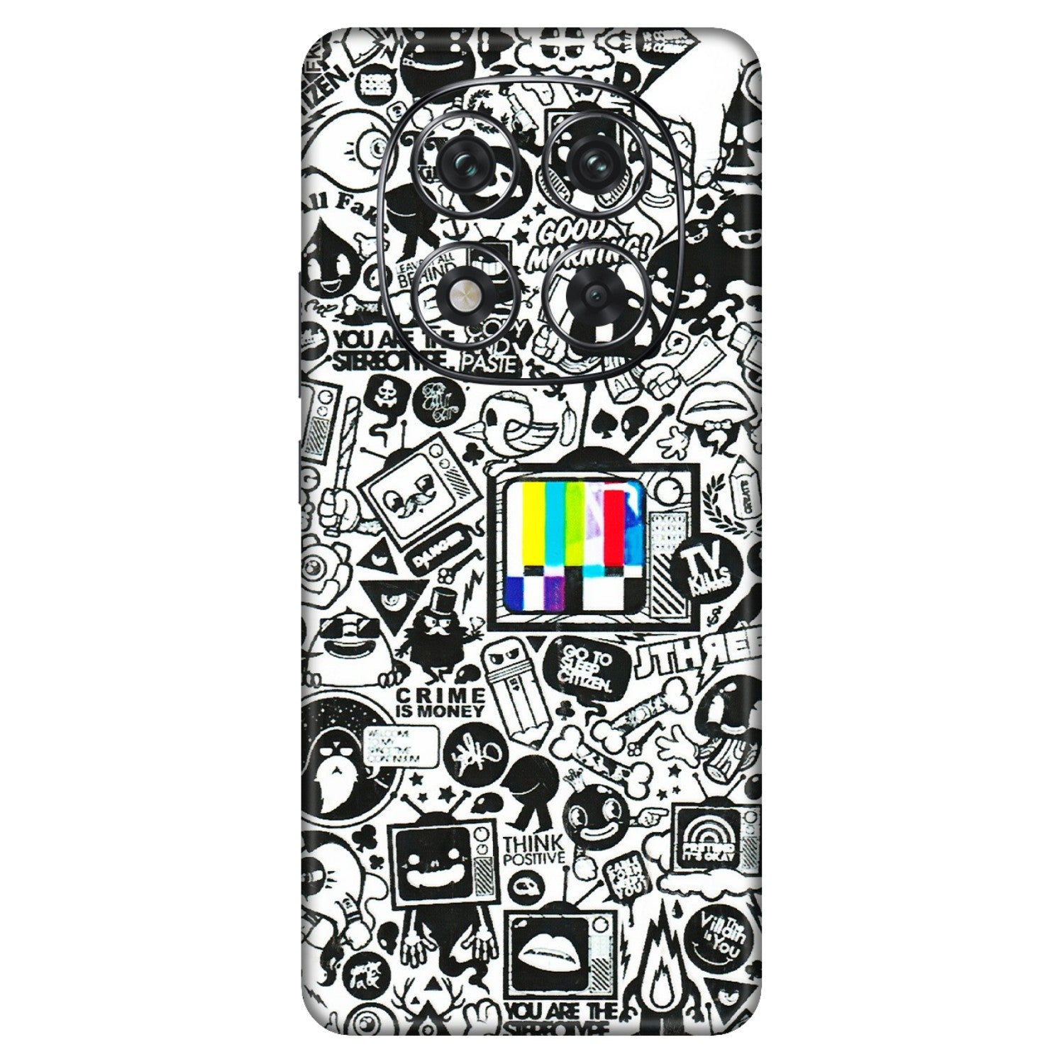 Xiaomi Redmi Phone Skins (All Models) - Doodles Positive Art - 3D Embossed Finish (L-263) Redmi Note 14 Pro 5G