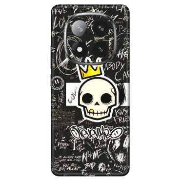 Xiaomi Redmi Phone Skins (All Models) - Funny Skull Black Chalk Grafitti - 3D Embossed Finish (L-22) Redmi Note 14 Pro Plus 5G