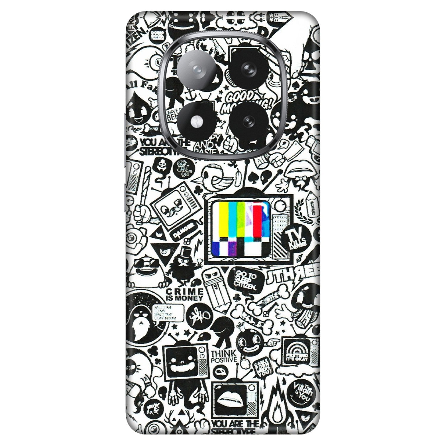 Xiaomi Redmi Phone Skins (All Models) - Doodles Positive Art - 3D Embossed Finish (L-263) Redmi Note 14 Pro Plus 5G