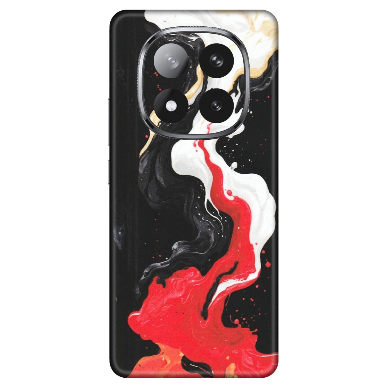 Xiaomi Redmi Phone Skins (All Models) - Black Red White Paint Splash Fusion - Matte Finish (M-56) Redmi Note 14 Pro Plus 5G