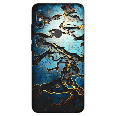 Xiaomi Redmi Phone Skins (All Models) - Blue Gold Abstract - 3D Embossed Finish (L-11) Redmi Note 6 Pro