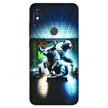 Xiaomi Redmi Phone Skins (All Models) - Stock Market Sensex Bear vs Bulls - 3D Embossed Finish (L-15) Redmi Note 6 Pro