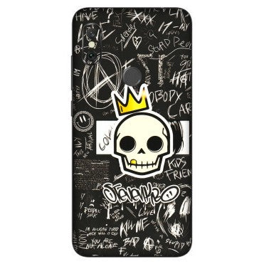 Xiaomi Redmi Phone Skins (All Models) - Funny Skull Black Chalk Grafitti - 3D Embossed Finish (L-22) Redmi Note 6 Pro