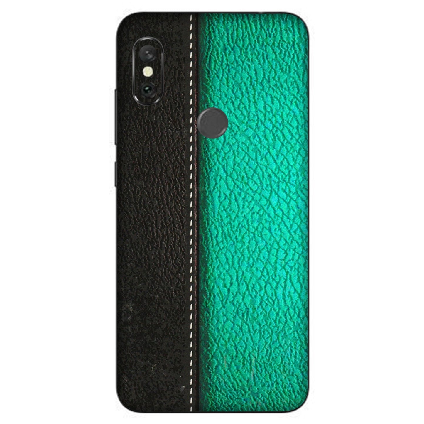 Xiaomi Redmi Phone Skins (All Models) - Black Green Dual  Leather Stich - 3D Embossed Finish (L-233) Redmi Note 6 Pro