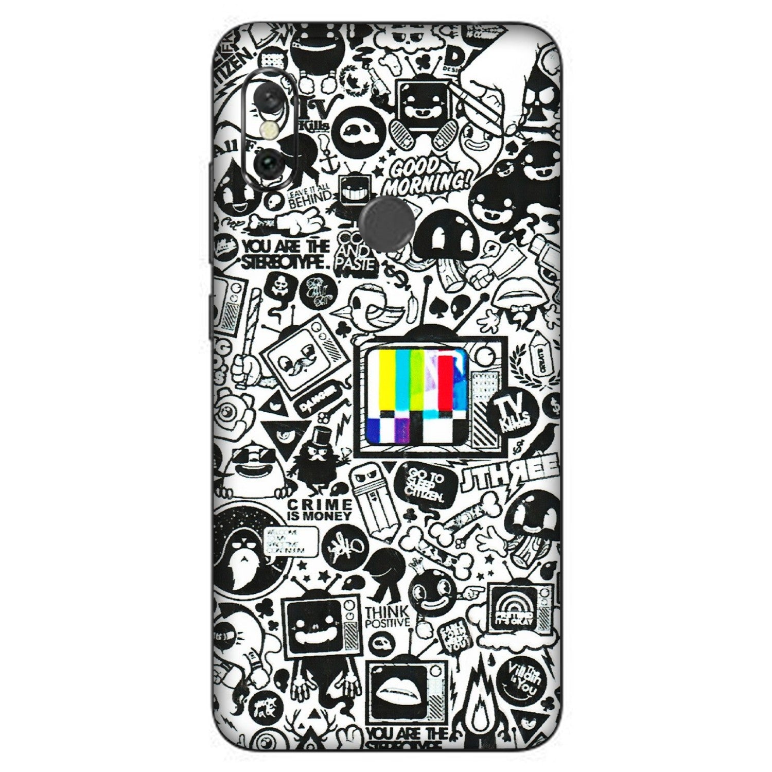 Xiaomi Redmi Phone Skins (All Models) - Doodles Positive Art - 3D Embossed Finish (L-263) Redmi Note 6 Pro