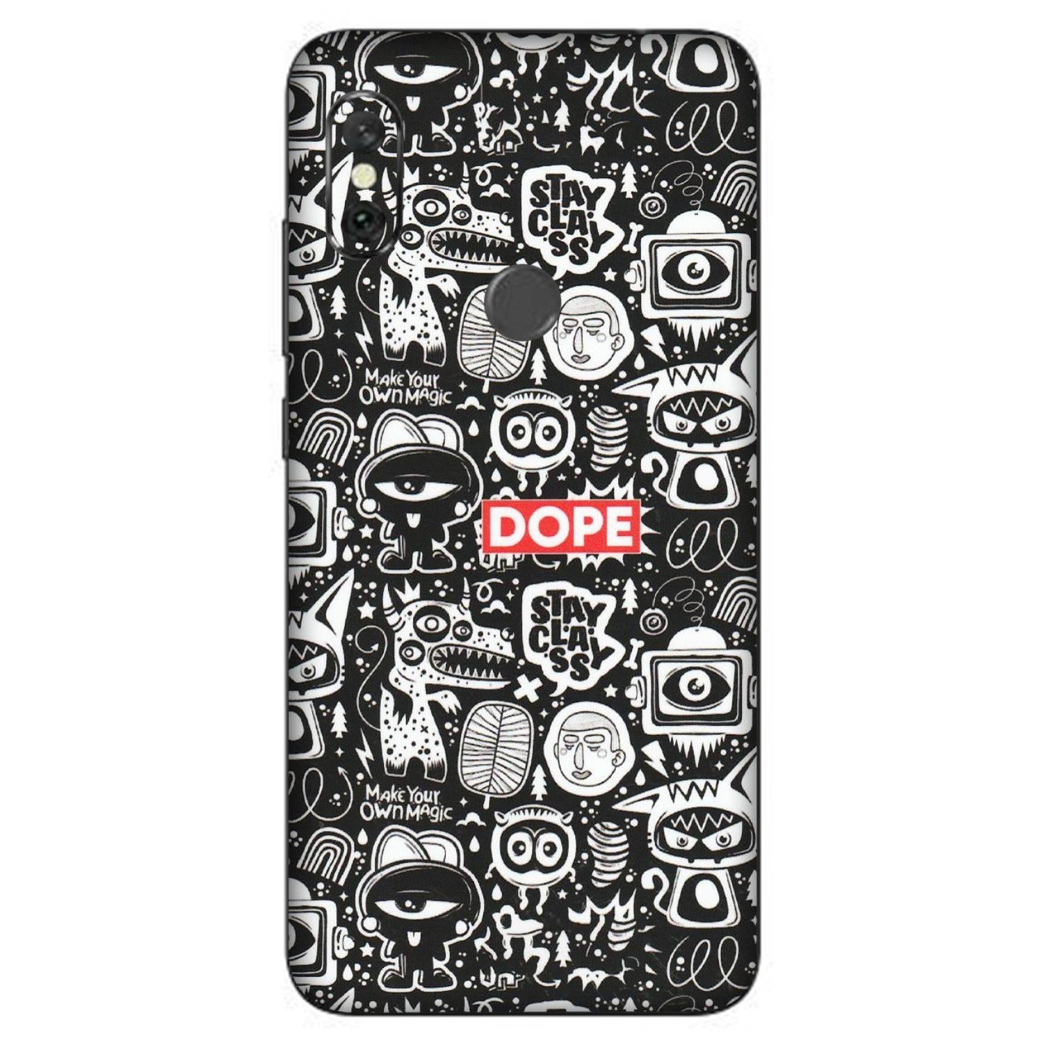 Xiaomi Redmi Phone Skins (All Models) - Dope Stay Classy Black Doodles - Matte Finish (M-126) Redmi Note 6 Pro