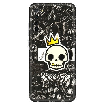 Xiaomi Redmi Phone Skins (All Models) - Funny Skull Black Chalk Grafitti - 3D Embossed Finish (L-22) Redmi Note 8