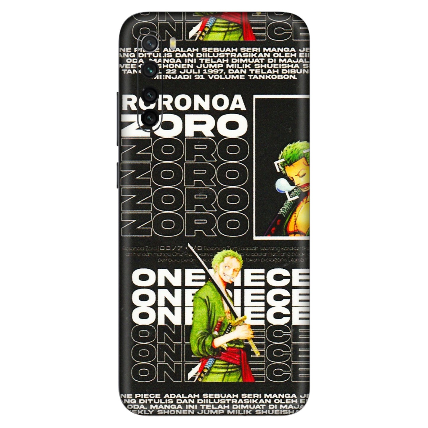 Xiaomi Redmi Phone Skins (All Models) - One Piece Zoro - 3D Embossed Finish (L-250) Redmi Note 8