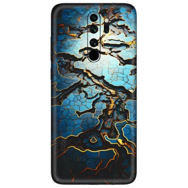 Xiaomi Redmi Phone Skins (All Models) - Blue Gold Abstract - 3D Embossed Finish (L-11) Redmi Note 8 Pro