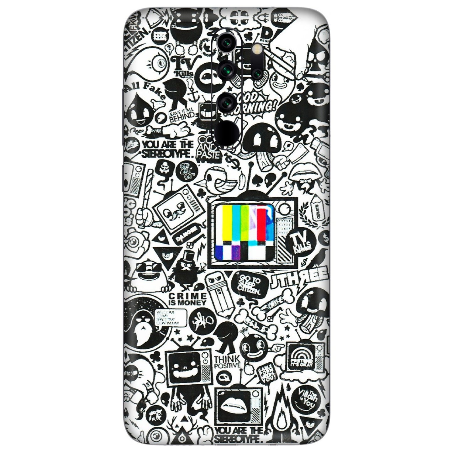 Xiaomi Redmi Phone Skins (All Models) - Doodles Positive Art - 3D Embossed Finish (L-263) Redmi Note 8 Pro