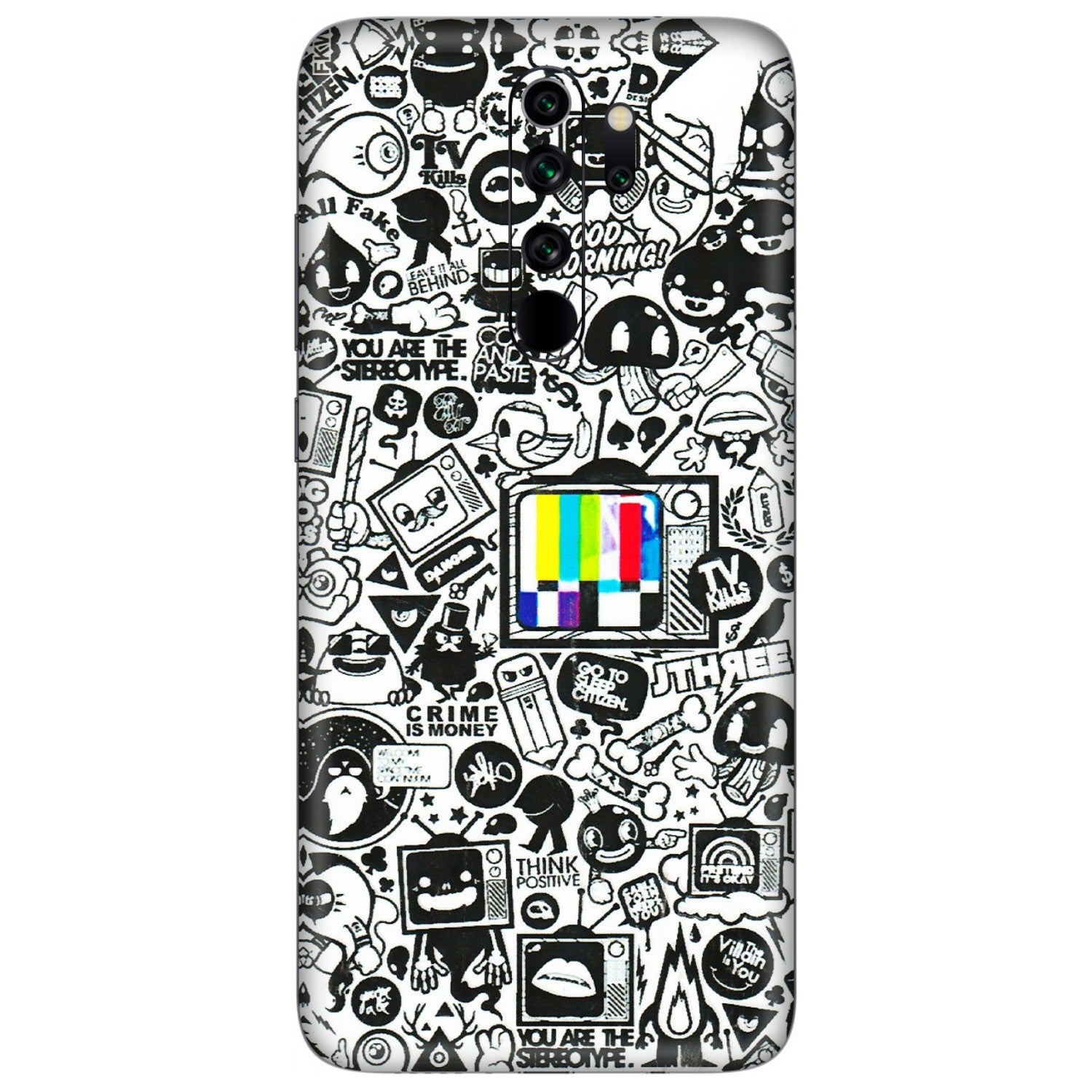 Xiaomi Redmi Phone Skins (All Models) - Doodles Positive Art - 3D Embossed Finish (L-263) Redmi Note 8 Pro