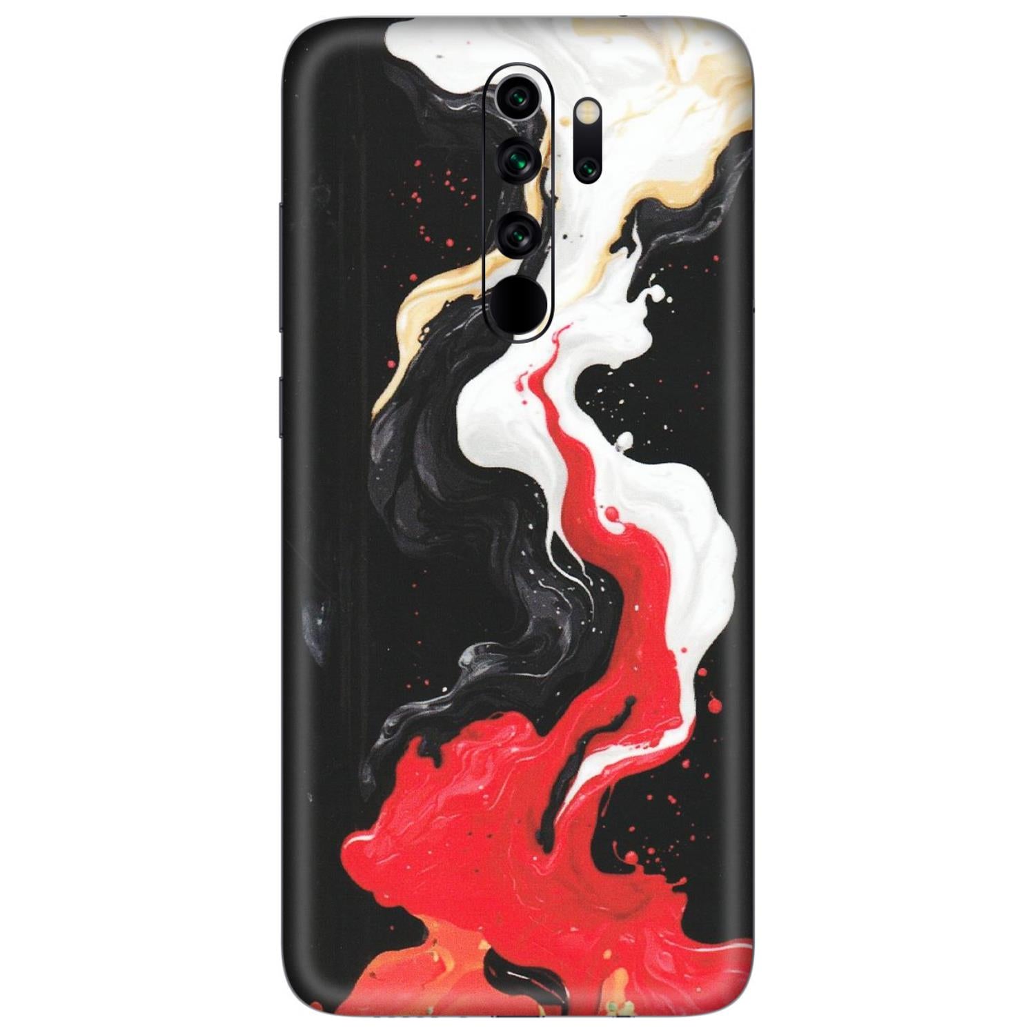 Xiaomi Redmi Phone Skins (All Models) - Black Red White Paint Splash Fusion - Matte Finish (M-56) Redmi Note 8 Pro