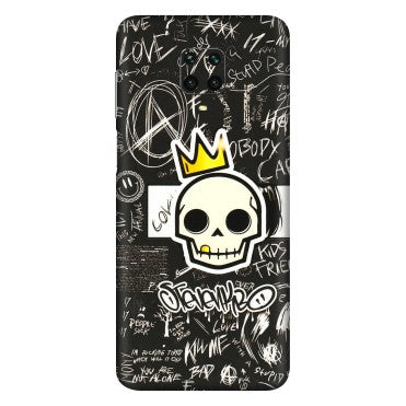 Xiaomi Redmi Phone Skins (All Models) - Funny Skull Black Chalk Grafitti - 3D Embossed Finish (L-22) Redmi Note 9 Pro Max