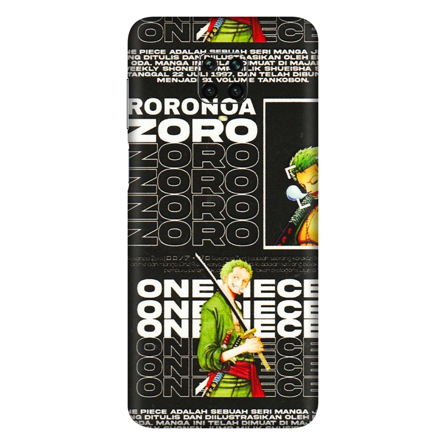 Xiaomi Redmi Phone Skins (All Models) - One Piece Zoro - 3D Embossed Finish (L-250) Redmi Note 9 Pro Max