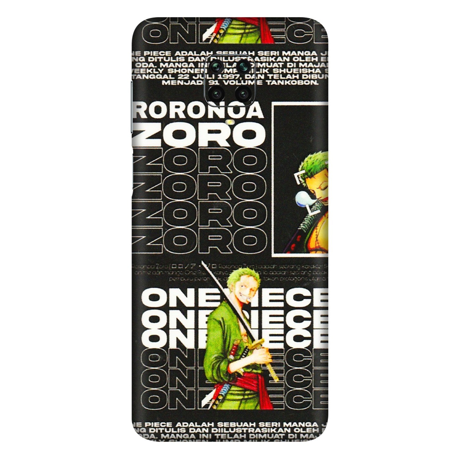 Xiaomi Redmi Phone Skins (All Models) - One Piece Zoro - 3D Embossed Finish (L-250) Redmi Note 9 Pro Max