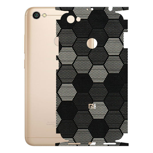 Xiaomi Redmi Phone Skins (All Models) - Black & White Dotted Honeycomb Texture - 3D Embossed Finish (L-202) Redmi Y1