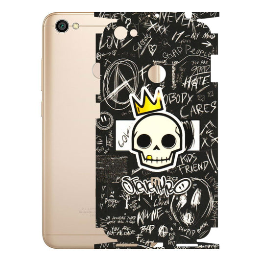 Xiaomi Redmi Phone Skins (All Models) - Funny Skull Black Chalk Grafitti - 3D Embossed Finish (L-22) Redmi Y1