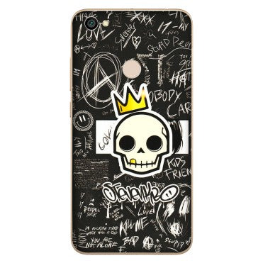 Xiaomi Redmi Phone Skins (All Models) - Funny Skull Black Chalk Grafitti - 3D Embossed Finish (L-22) Redmi Y1