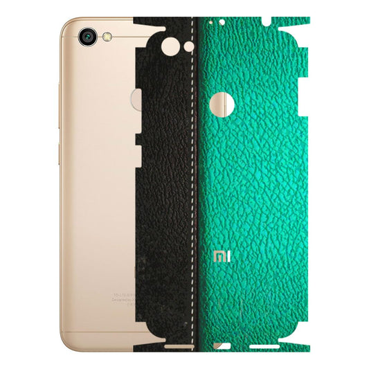 Xiaomi Redmi Phone Skins (All Models) - Black Green Dual  Leather Stich - 3D Embossed Finish (L-233) Redmi Y1