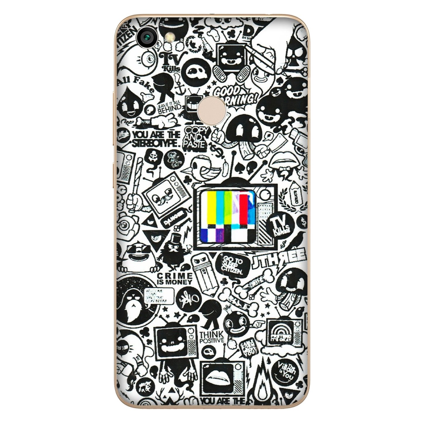 Xiaomi Redmi Phone Skins (All Models) - Doodles Positive Art - 3D Embossed Finish (L-263) Redmi Y1