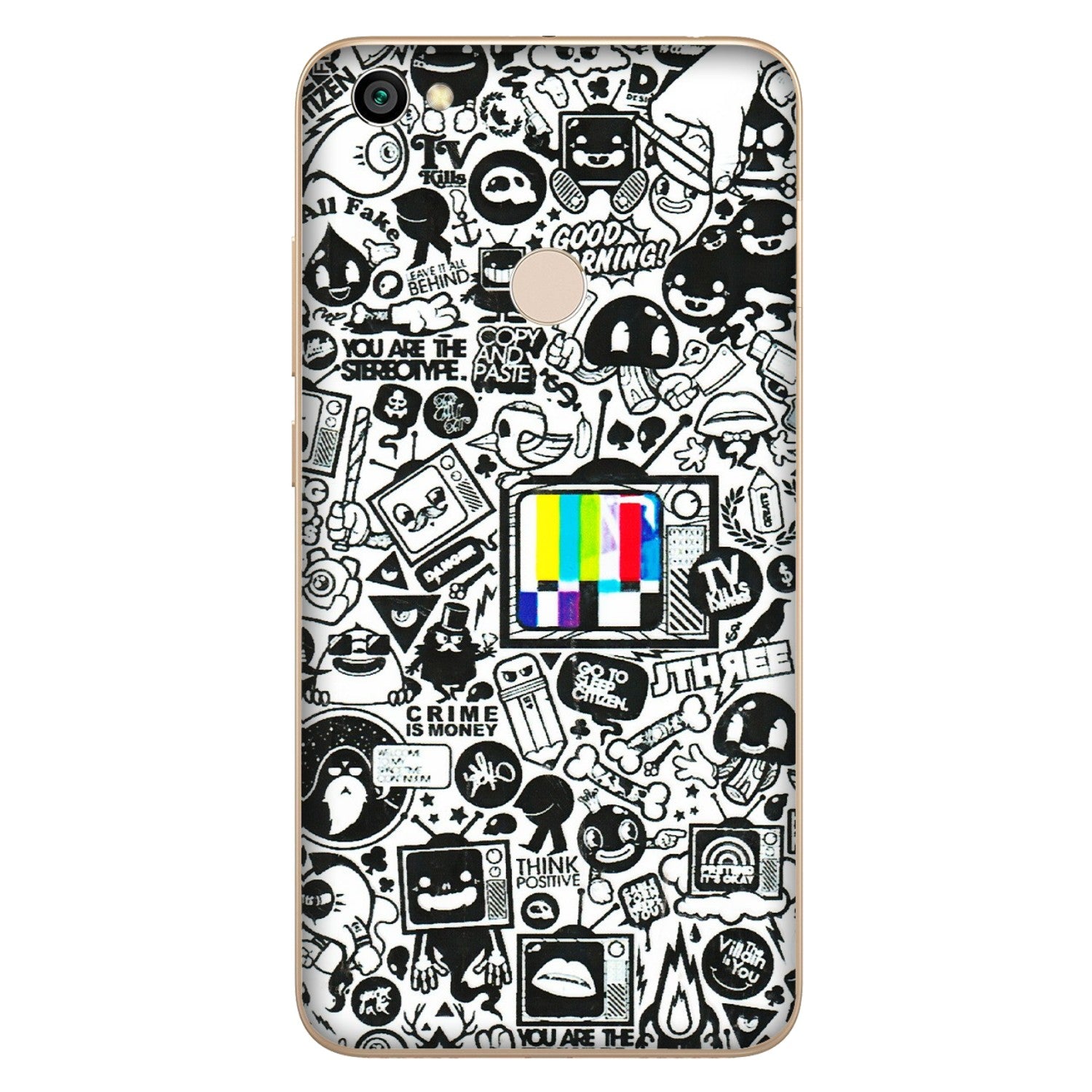 Xiaomi Redmi Phone Skins (All Models) - Doodles Positive Art - 3D Embossed Finish (L-263) Redmi Y1