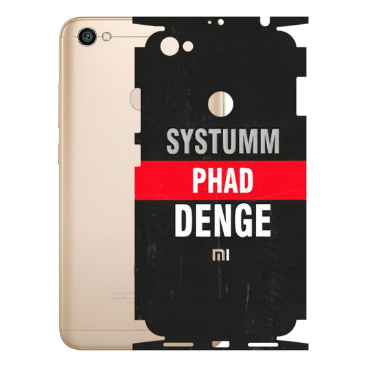 Xiaomi Redmi Phone Skins (All Models) - Systumm Phad Denge - 3D Embossed Finish (L-278) Redmi Y1